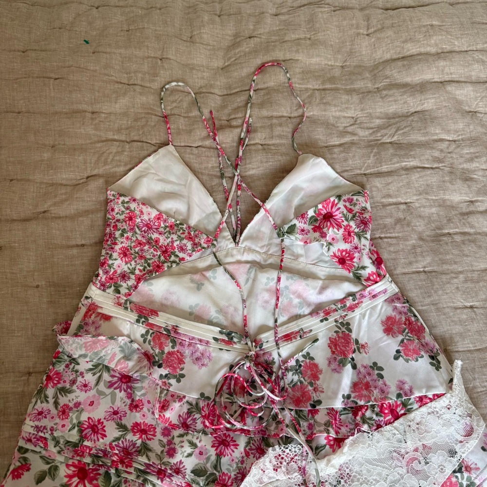 For Love & Lemons Pink and White Floral Lace Maxi Dress - Picture 11 of 16